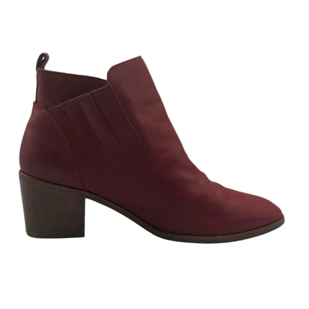 Charlotte Stone Kari Burgundy Oxblood Leather Ankle Boots 70s Style‎ Size 10